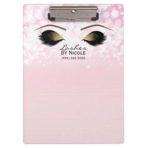 Pink Lights Gold Makeuyes Lashes Personalisiert Klemmbrett