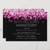 Pink Lights zum 50. Hochzeitstag Einladung (Vorne/Hinten)