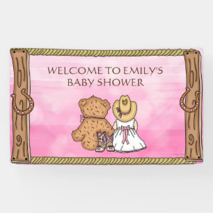 Pink Lil' Cowgirl Personalisiert Babydusche Banner