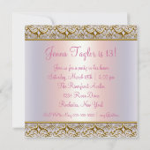 Pink Lila 13. Geburtstagsparty Einladung 13. (Rückseite)