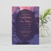 Pink Lila Alternative Gothic Luxury Hochzeit Einladung (Stehend Vorderseite)