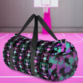 Pink Lila Aquamarin Basketball Paint Spritzer Name Duffle Bag