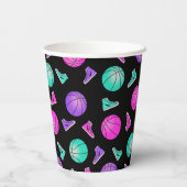 Pink Lila Aquamarin Neon Basketball Sneakers Gebur Pappbecher (Rückseite)