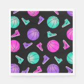 Pink Lila Aquamarin Neon Basketball Sneakers Gebur Serviette (Vorderseite)