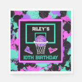 Pink Lila Aquamarin PaintSplatter Basketball Gebur Serviette (Vorderseite)