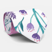 Pink Lila Aquamarine Aquarellfarben Blume Muster Krawatte (Gerollt)