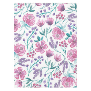 Pink Lila Aquamarine Aquarellfarben Blume Muster Tischdecke