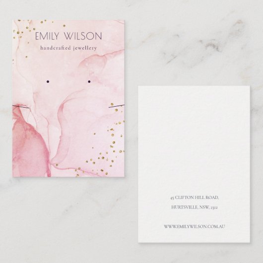 Pink lila Aquarellbilder als Netzkleckse Visitenkarte (Vorne/Hinten)