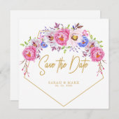 Pink Lila Aquarellbilder speichern die Daten Einladung (Vorne/Hinten)