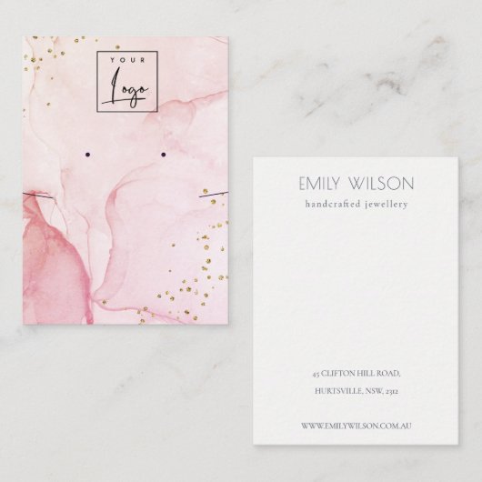 Pink Lila Aquarellfarbe Textur Erdnecklace Visitenkarte (Vorne/Hinten)