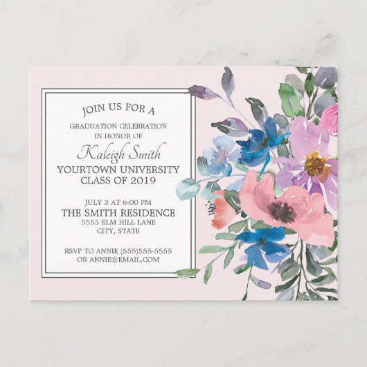 Pink Lila Aquarellmühle-Abitur Postkarte (Vorderseite)