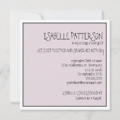 Pink & Lila Baby in Carriage Girl Babydusche Einladung (Rückseite)