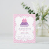 Pink Lila Ballerina Tutu Dress Girl Babydusche Einladung (Stehend Vorderseite)