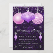 Pink & Lila Baubles Weihnachtsabend Party Einladung (Vorderseite)