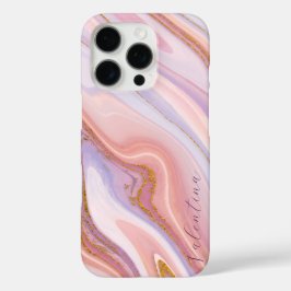Pink Lila Berry Marble Gold Glitzer individuell an iPhone 16 Pro Hülle