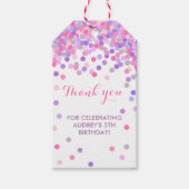 Pink & lila Birthday Party Danke für Ihre Unterstü Geschenkanhänger (Vorderseite)