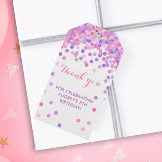 Pink & lila Birthday Party Danke für Ihre Unterstü Geschenkanhänger