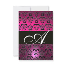 PINK LILA BLACK DAMASK MONOGRAM fuchsia weiß