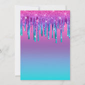 Pink Lila Blue Aquamarin Tropfen Gradient Quinceañ Einladung (Rückseite)
