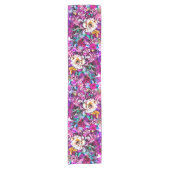 Pink Lila Blue Aquamarin White Garden Blume Fantas Kurzer Tischläufer (Vorderseite)