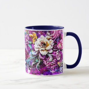 Pink Lila Blue Aquamarin White Garden Blume Fantas Tasse
