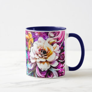 Pink Lila Blue Aquamarin White Garden Blume Fantas Tasse