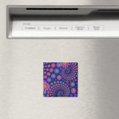Pink Lila Blue Floral Pattern auf Blue Magnet (In Situ (Geschirrspüler))