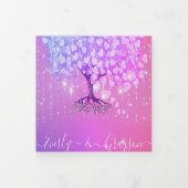 Pink Lila Blue Heart Leaf Tree Wedding Dreifach Gefaltete Einladung (Cover)