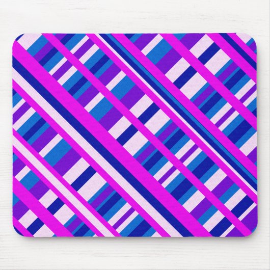 Pink Lila Blue Kariert Diagonal Mousepad (Vorne)