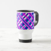 Pink Lila Blue Kariert Diagonal Reisebecher (VorderseiteRechts)