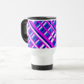 Pink Lila Blue Kariert Diagonal Reisebecher (Vorderseite Links)