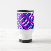 Pink Lila Blue Kariert Diagonal Reisebecher (Mittel)