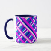Pink Lila Blue Kariert Diagonal Tasse (Links)
