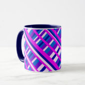 Pink Lila Blue Kariert Diagonal Tasse (Vorderseite Links)