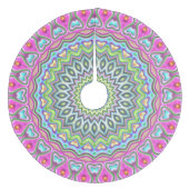 Pink Lila Blue Lime Green Mandala Star Pattern Fleece Weihnachtsbaumdecke (Vorderseite)