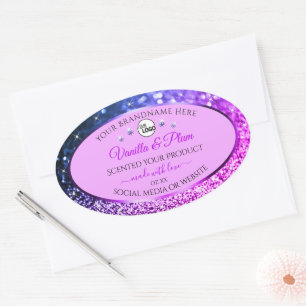 Pink Lila Blue Ombre Glitzer Logo Produktkennzeich Ovaler Aufkleber
