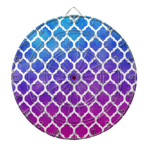 Pink Lila Blue Ombre Marokkanisches Gitter Dartscheibe