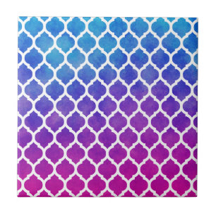 Pink Lila Blue Ombre Marokkanisches Gitter Fliese