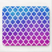 Pink Lila Blue Ombre Marokkanisches Gitter Mousepad (Vorne)