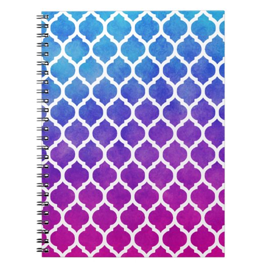 Pink Lila Blue Ombre Marokkanisches Gitter Notizblock (Vorderseite)