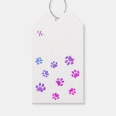Pink Lila Blue Paw Prints Muster Custom Geschenkanhänger (Vorderseite)
