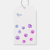 Pink Lila Blue Paw Prints Muster Custom Geschenkanhänger (Rückseite)