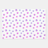 Pink Lila Blue Paw Prints Muster Geschenkpapier Set (Vorderseite 2)