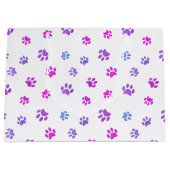 Pink Lila Blue Paw Prints Muster Große Geschenktüte (Vorderseite)