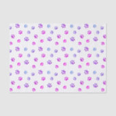 Pink Lila Blue Paw Prints Muster Seidenpapier (Vorderseite)