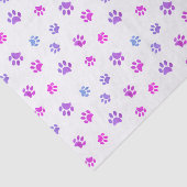 Pink Lila Blue Paw Prints Muster Seidenpapier (Ausschnitt)