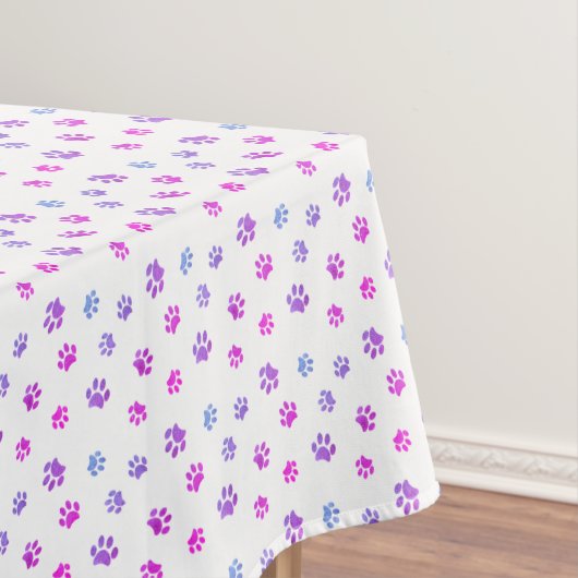 Pink Lila Blue Paw Prints Muster Tischdecke (Beispiel)