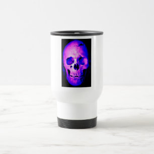 Pink Lila Blue Skull Travel Mug Reisebecher