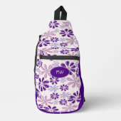 Pink Lila Blume Doodle Muster Crossbody Bag (Vorderseite)