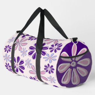 Pink Lila Blume Doodle Muster Duffle Bag